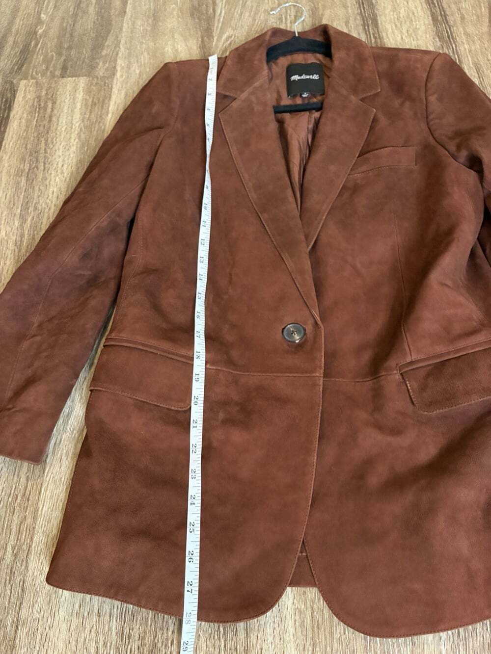 Madewell The Kline Blazer in Soft Mahogany Size 4 100% Suede Leather - Picture 9 of 10